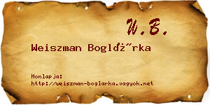 Weiszman Boglárka névjegykártya